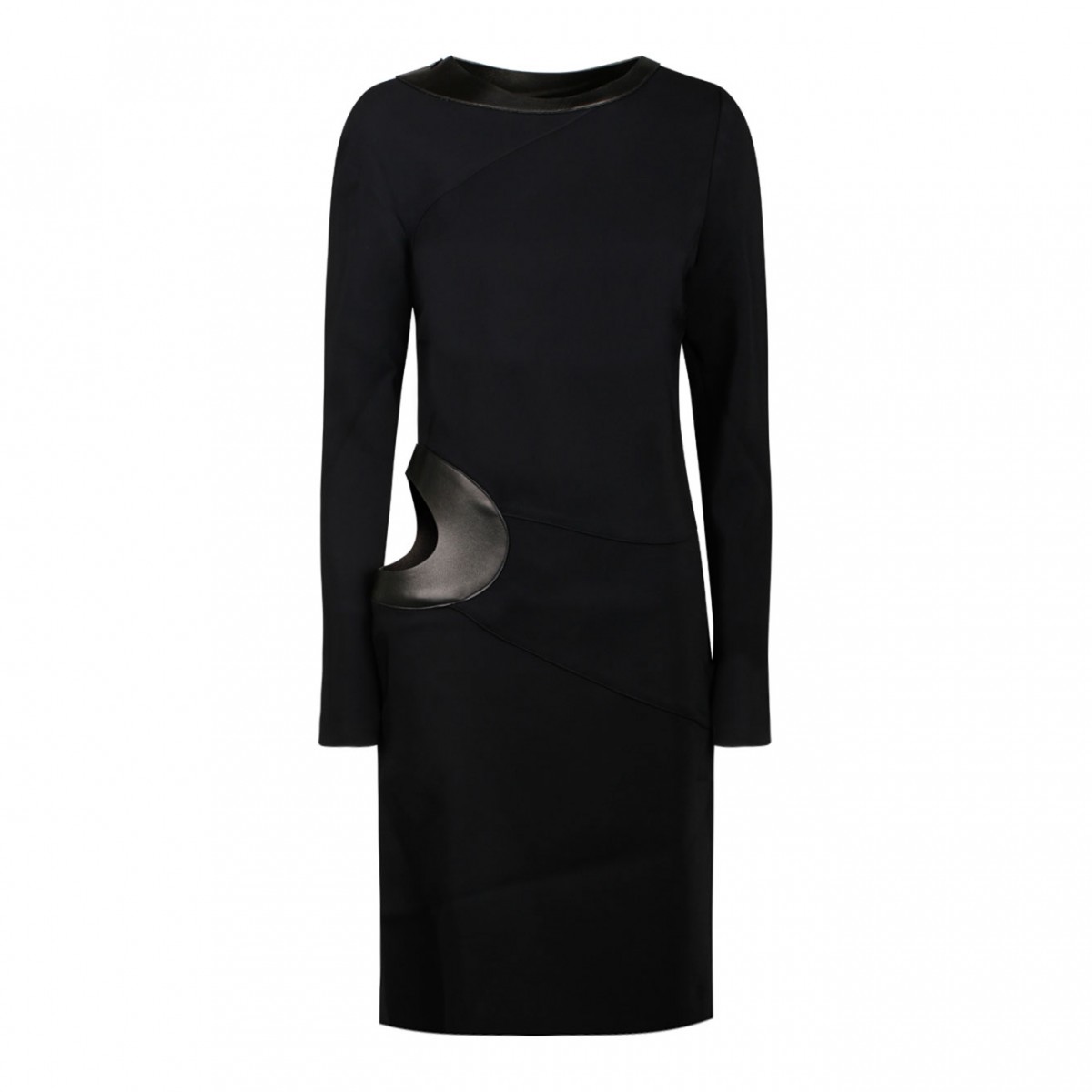 Tom Ford Black Leather Cut Out Long Sleeved Dress