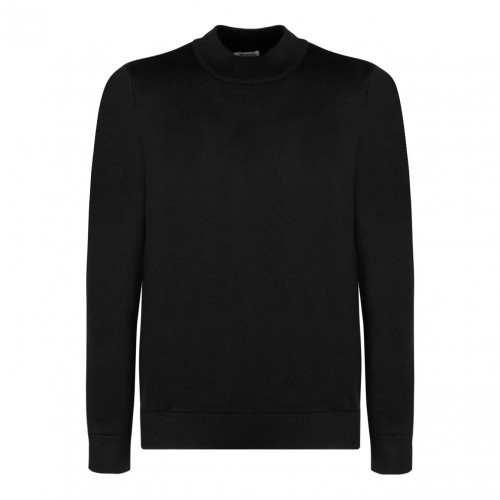 Black Soft Merino Wool Blend Pullover