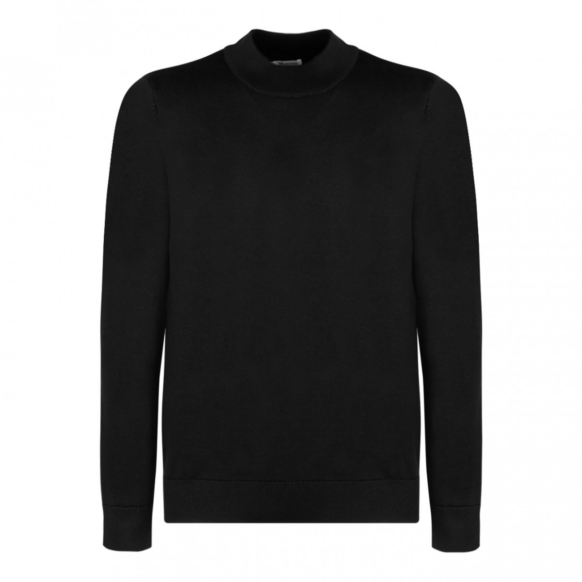 Black Cotton Long Sleeved Knitted Pullover