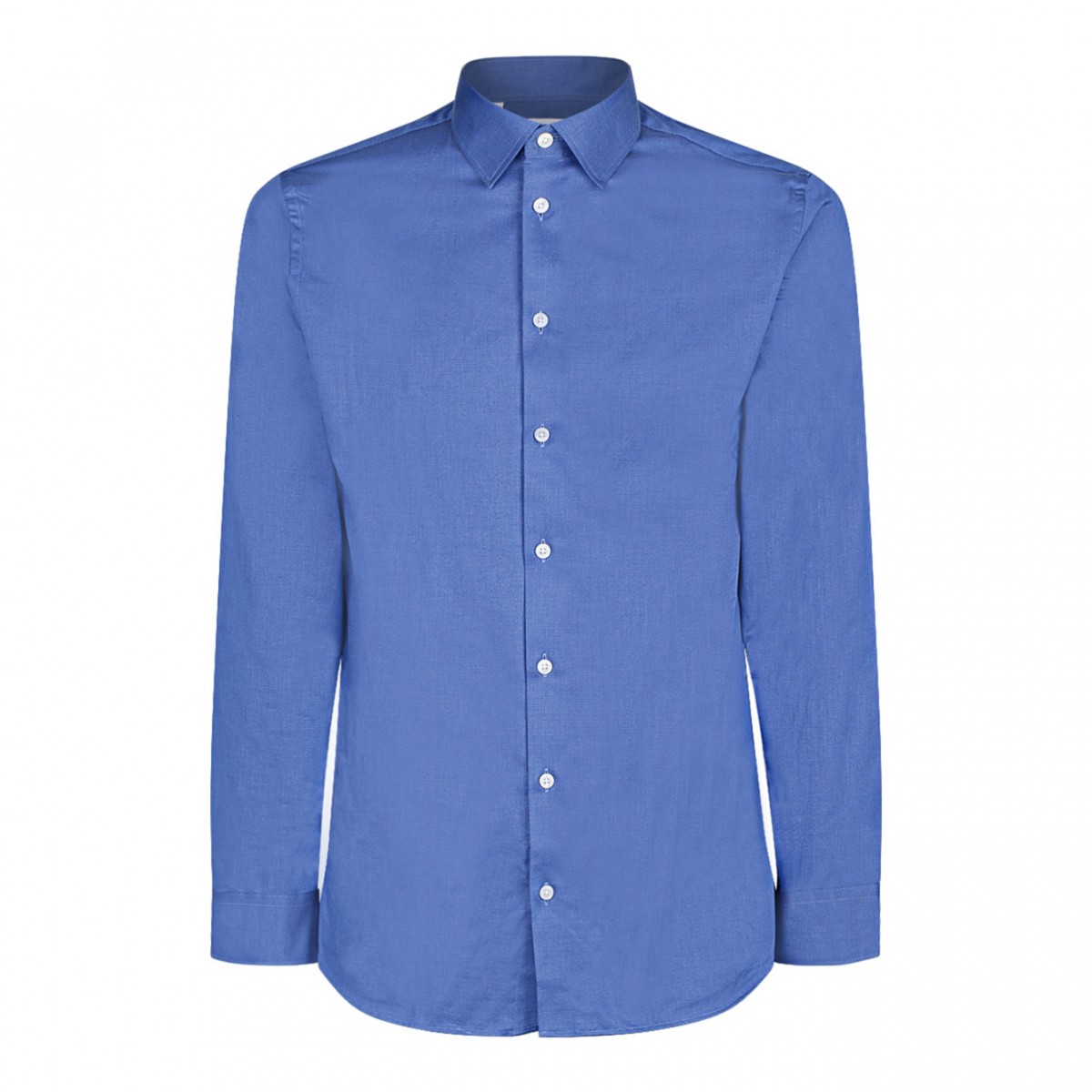 Dark Blue Cotton Long Sleeves Slim Fit Shirt