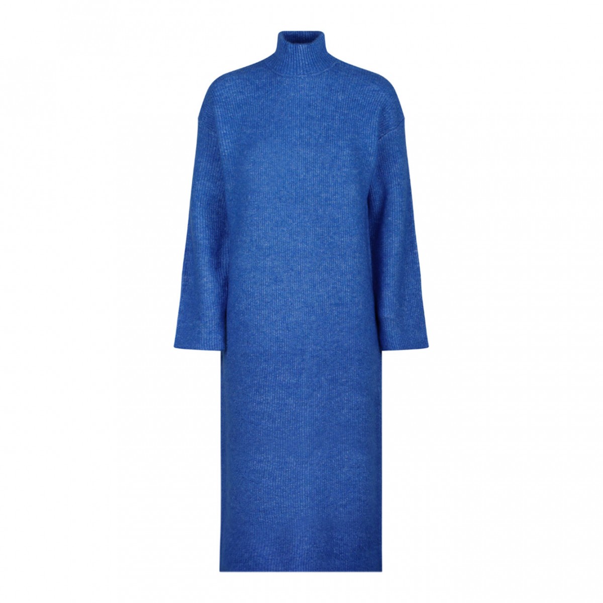 Blue Wool Knitted Midi Dress