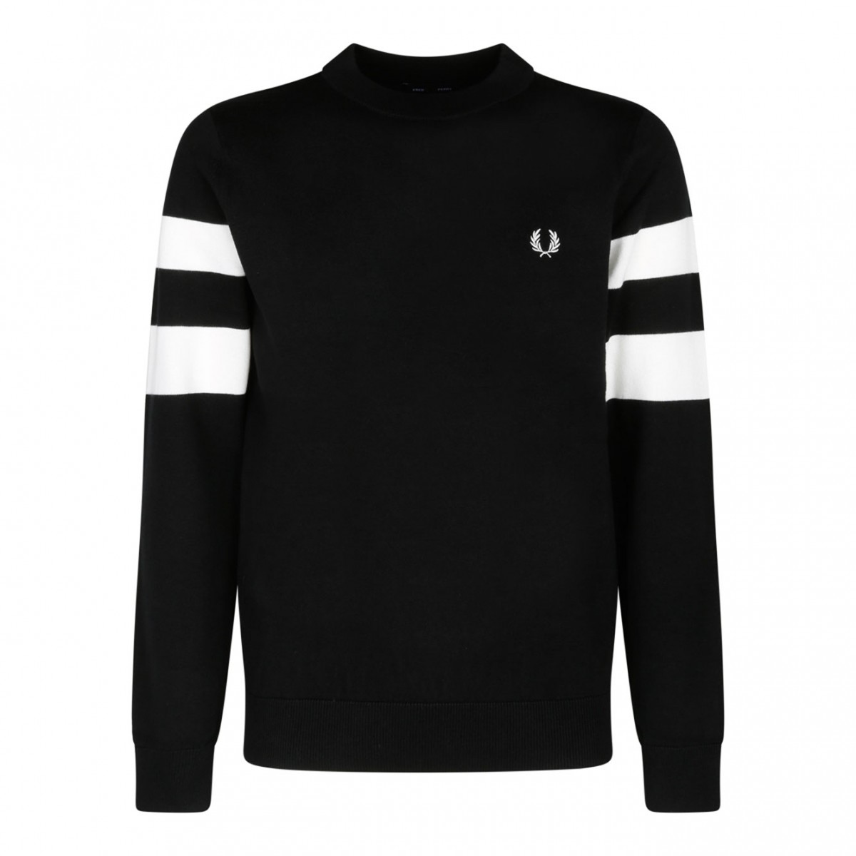 Black Wool Ringer Embroidered Sweatshirt