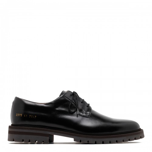 Black Calf Leather Derby Shoes