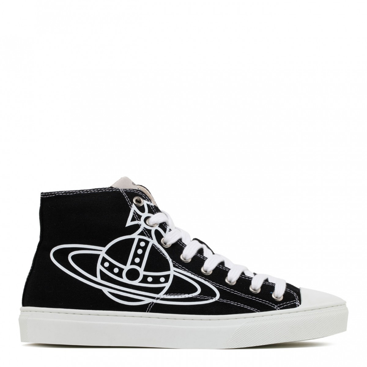 Black and White Plimsoll High Top Sneakers