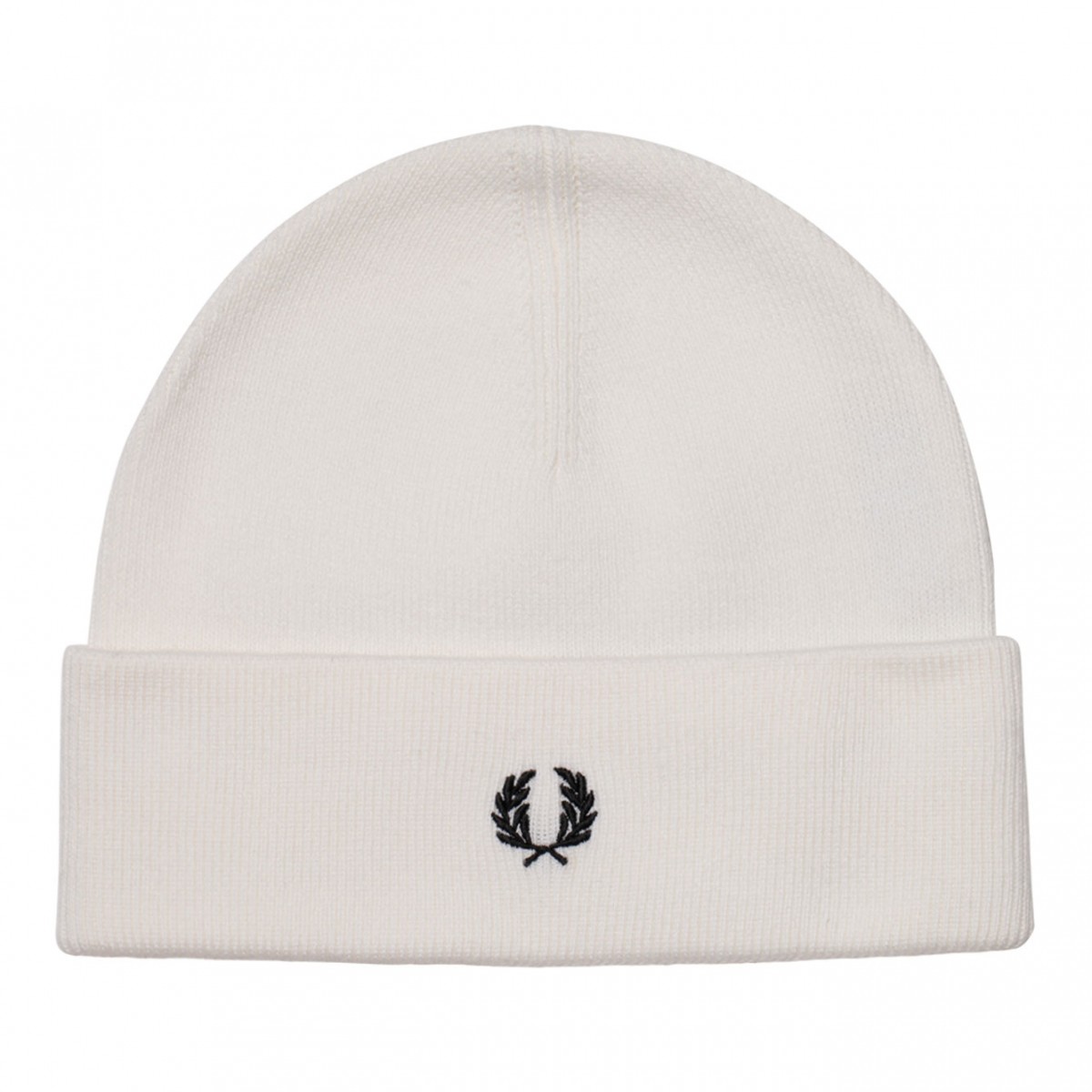 White Wool Logo Embroidered Knitted Beanie