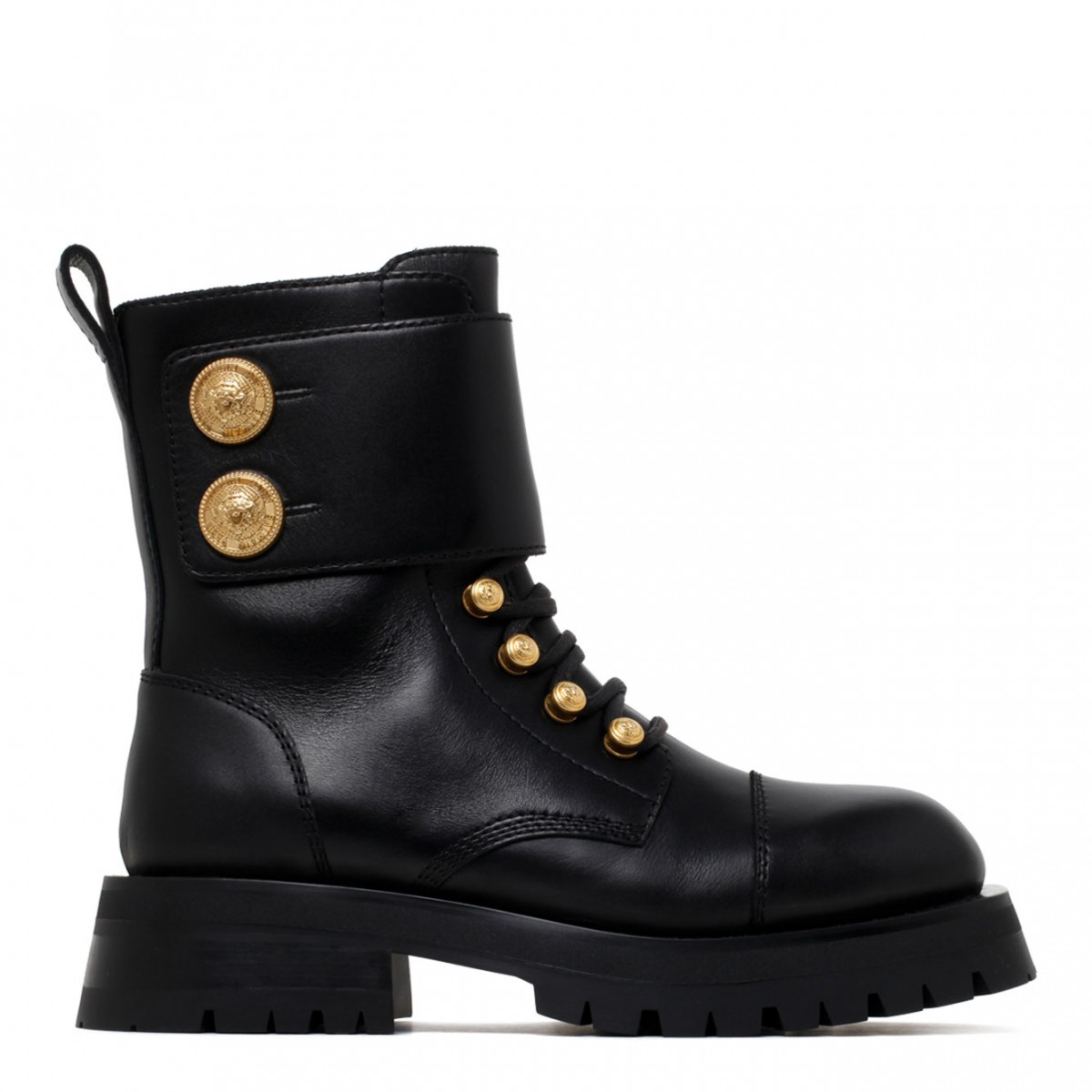 Black Calf Leather Ranger Army Ankle Boots
