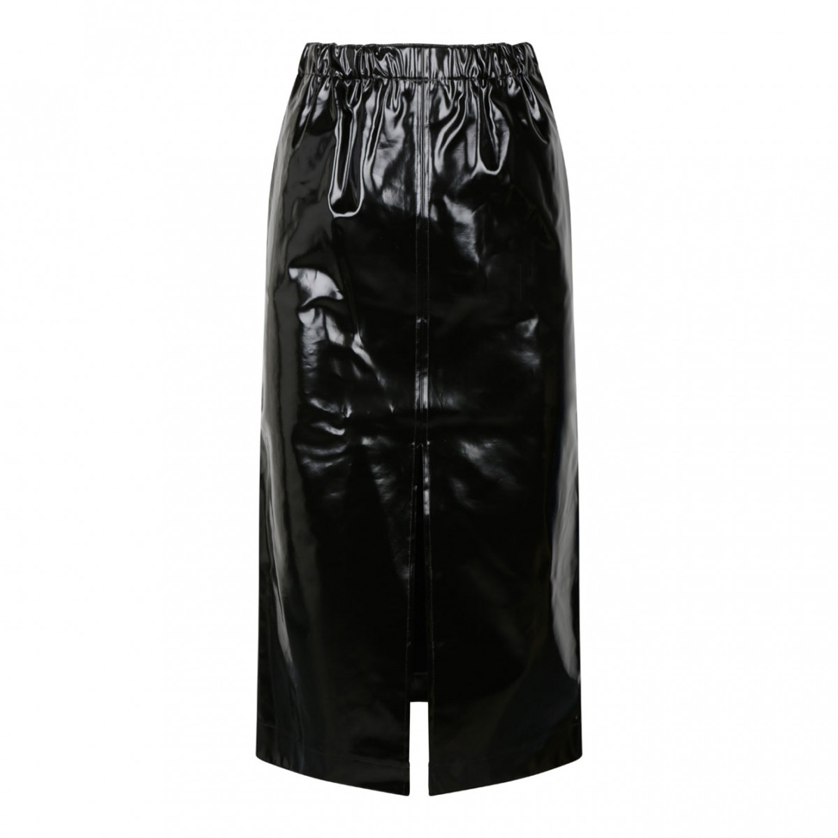 Black Patent Leather Midi Skirt