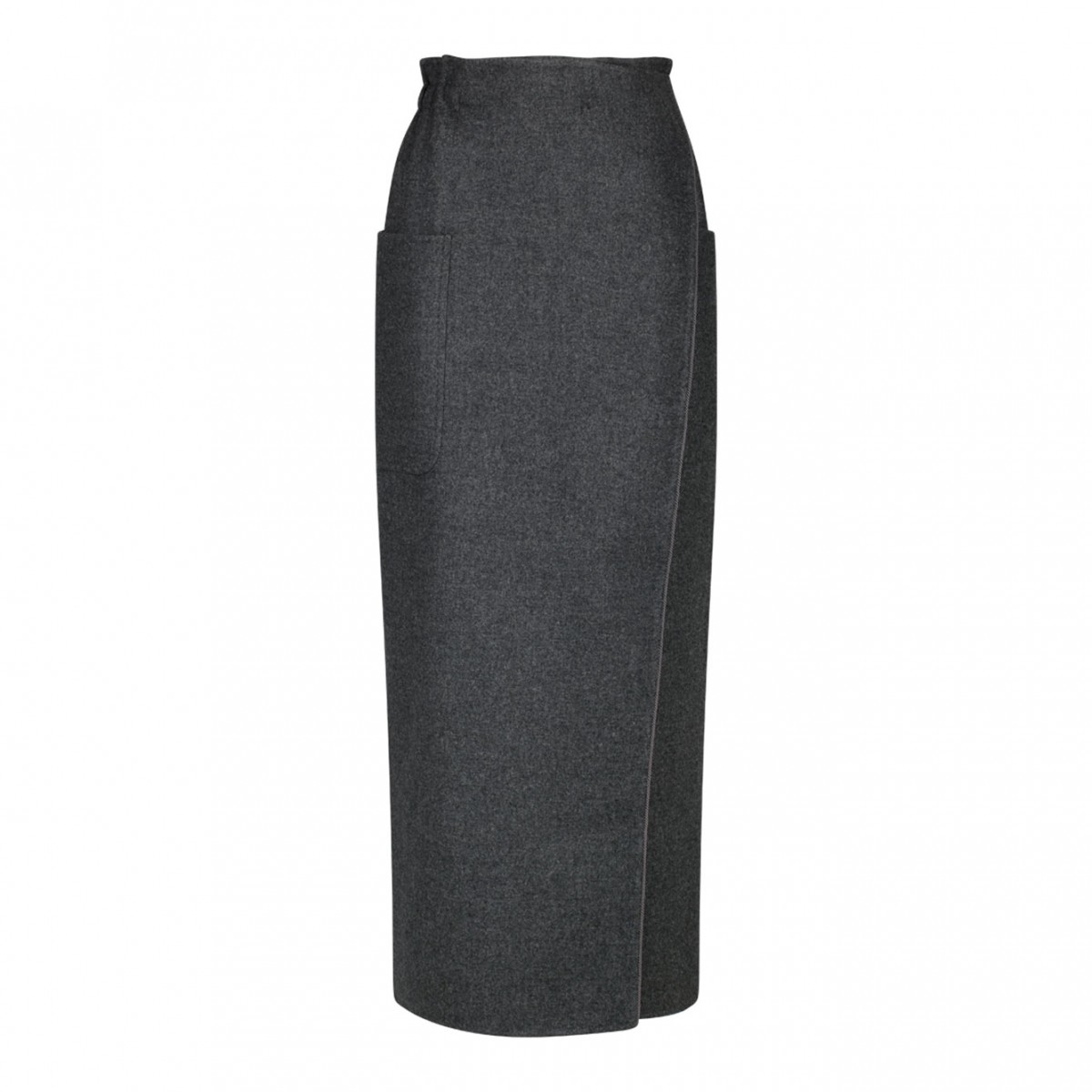 Grey Wool and Cashmere Wrap Skirt