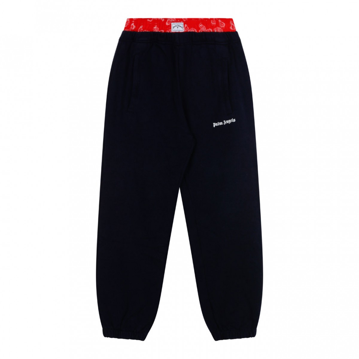 Navy Blue and Red Cotton Track Pants
