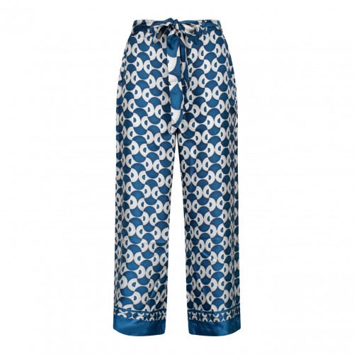 Blue and White Silk Trousers