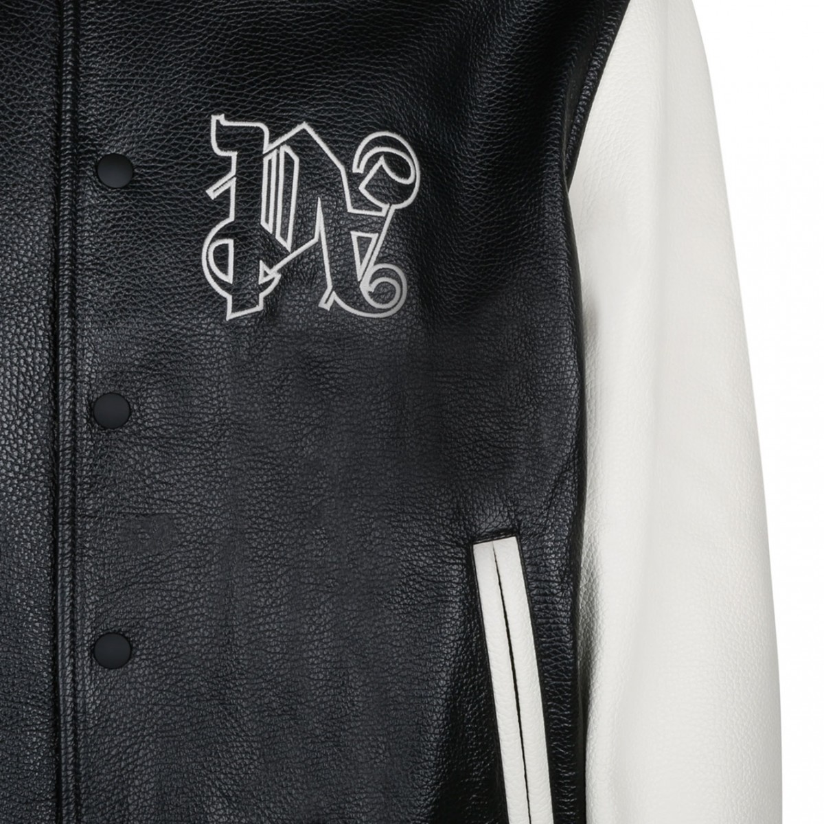 Black and Off White Leather Varsity Jacket| COLOGNESE 1882