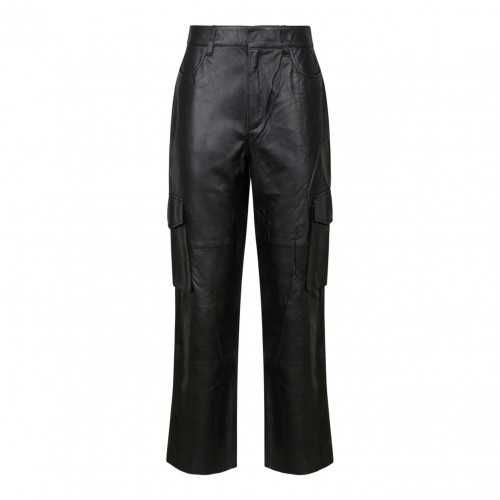 Black Leather Cargo Pants
