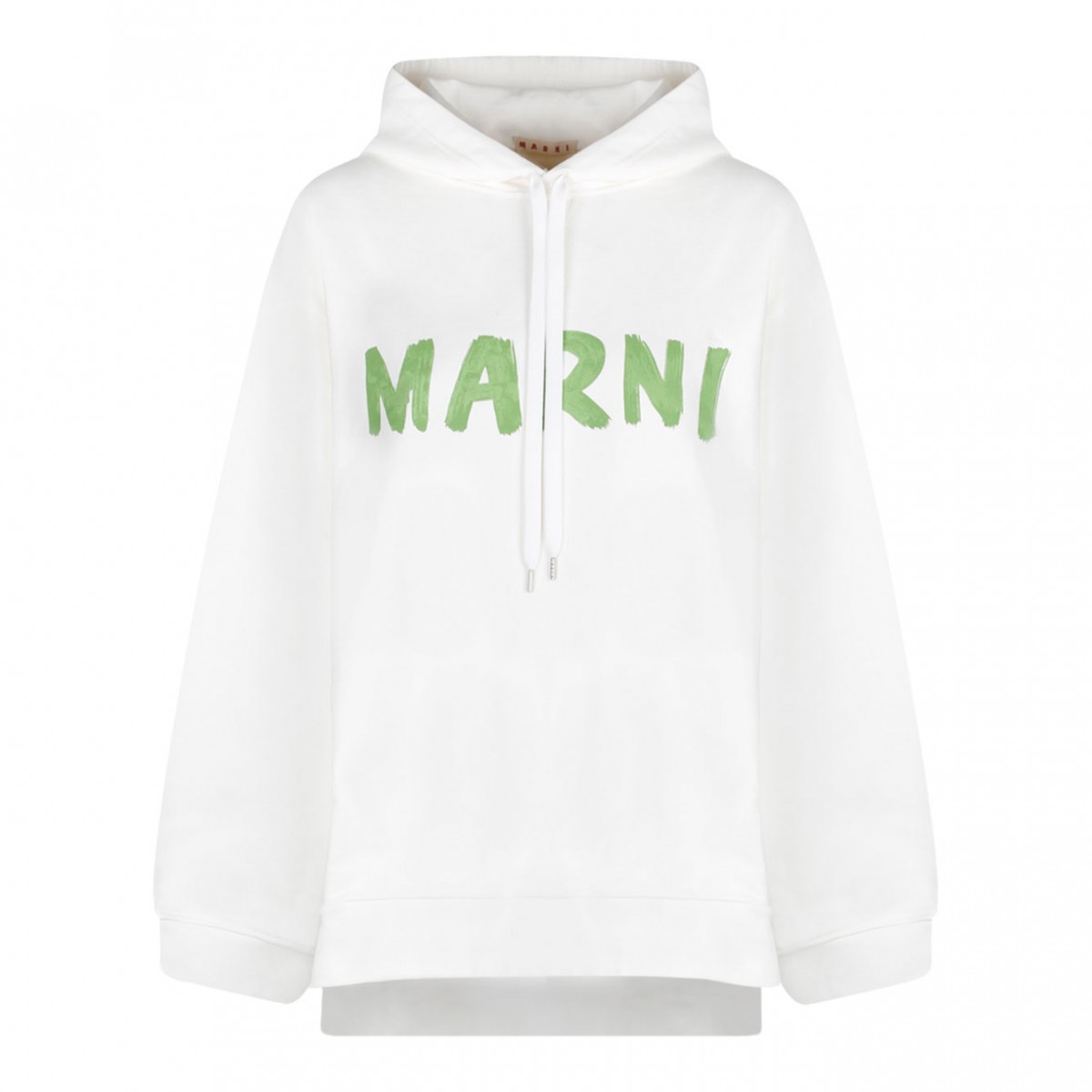 White and Light Green Cotton Hoodie