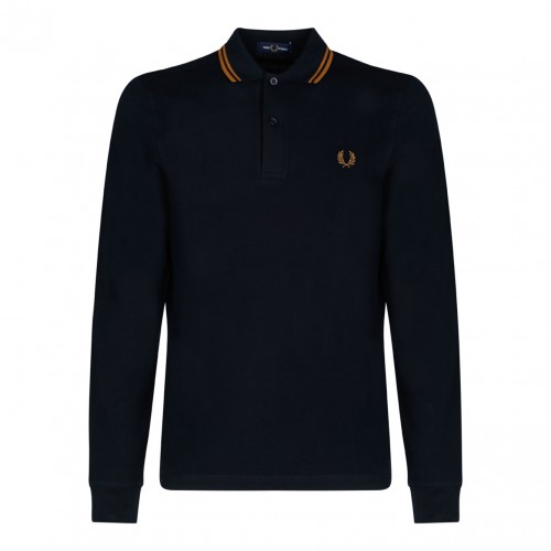 Navy Blue and Brown Polo Shirt