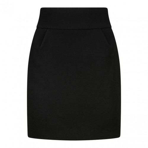 Black Panelled Crepe Miniskirt