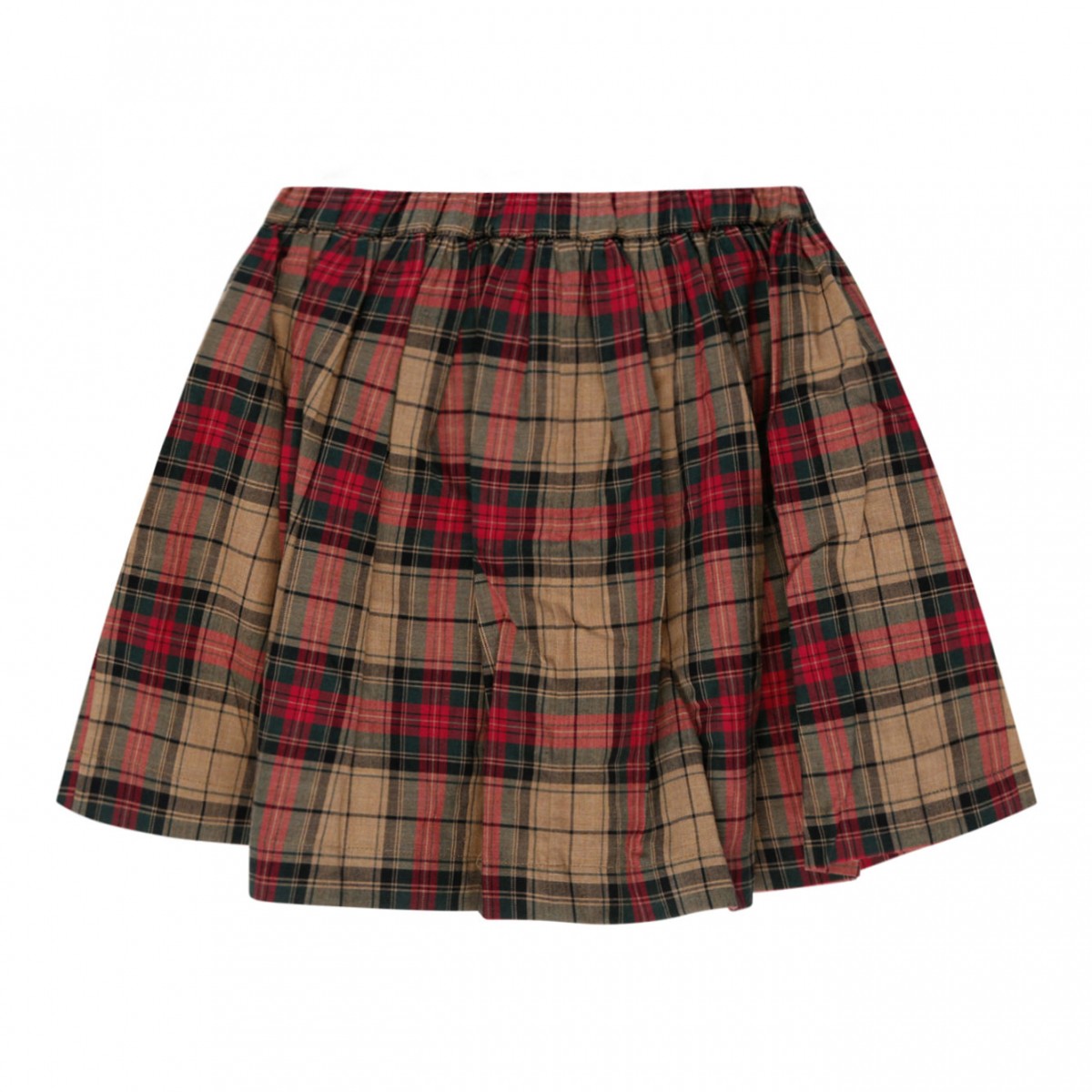 Brown and Multicolour Tartan Pleated Skirt