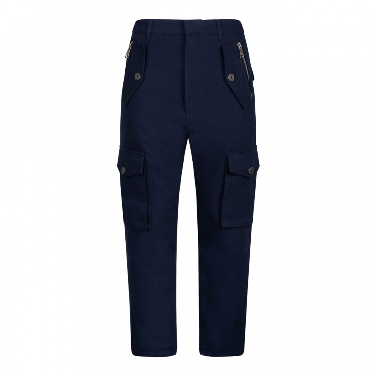 Navy Blue Cotton Cargo Trousers
