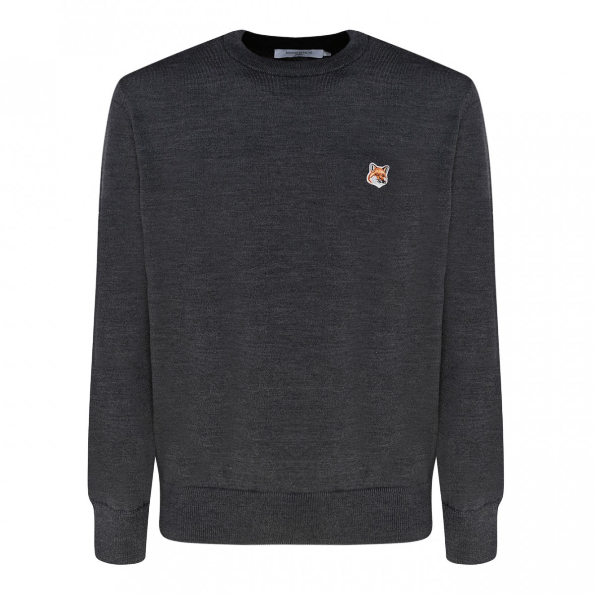 Anthracite Grey Wool Logo Embroidered Jumper