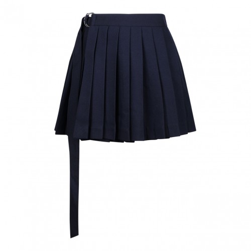 Navy Blue Pleated Miniskirt