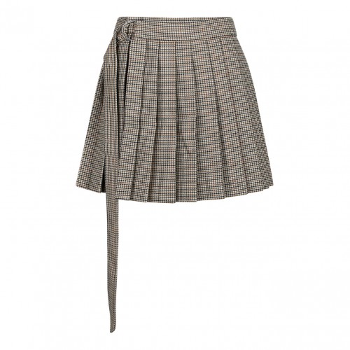 Beige Pleated Miniskirt