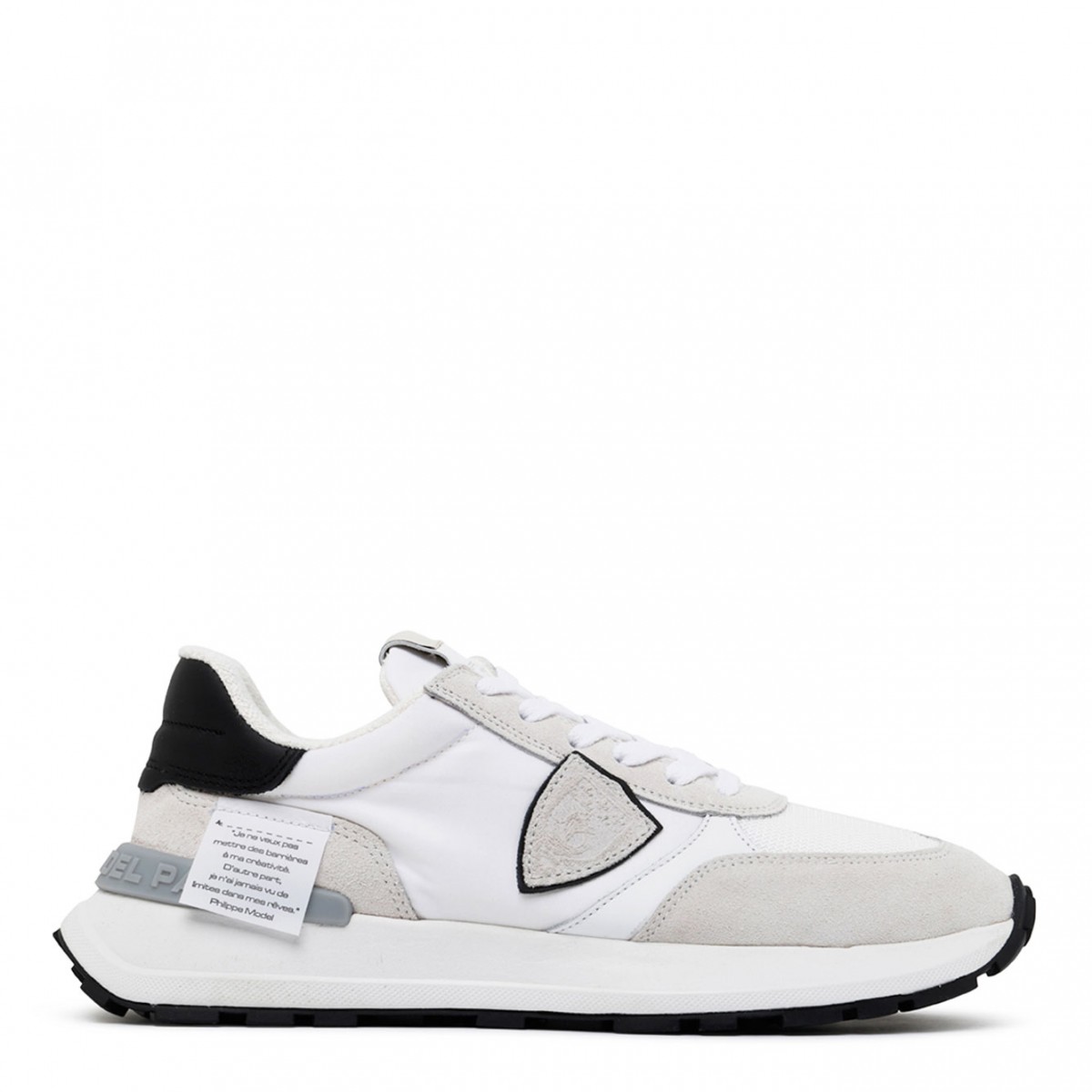 White and Beige Calf Leather and Fabric Antibes Mondial Sneakers