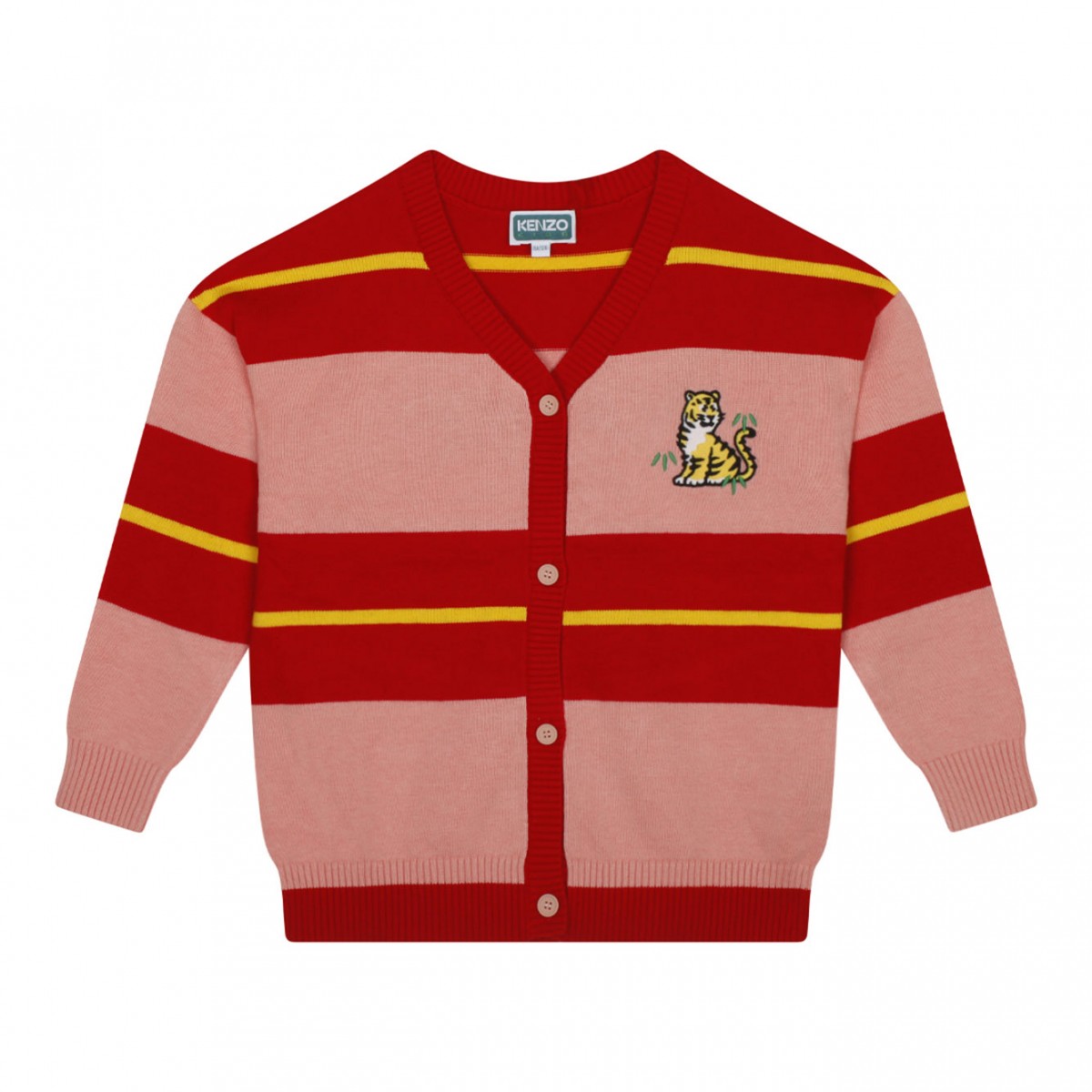 Red, Pink and Yellow Logo Embroidered Cardigan