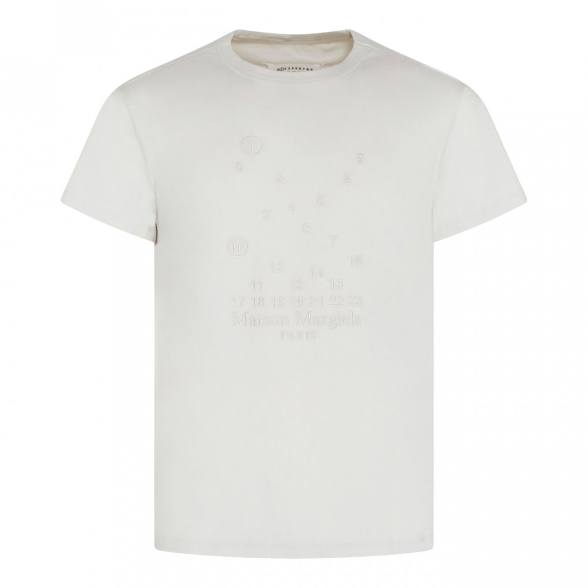 Chalk White Cotton Embroidered Logo Detail T-Shirt