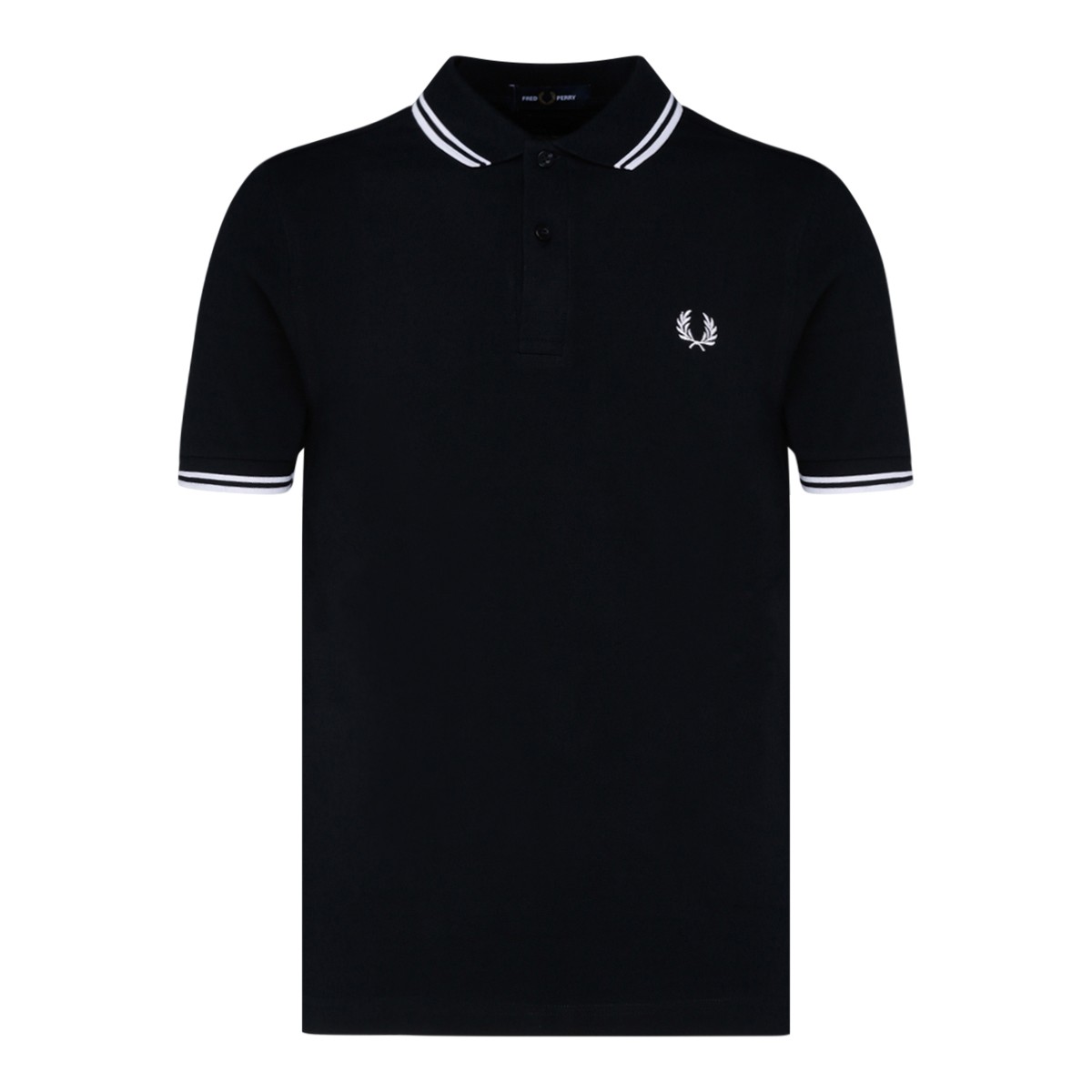 Navy and White Embroidered Logo Polo Shirt