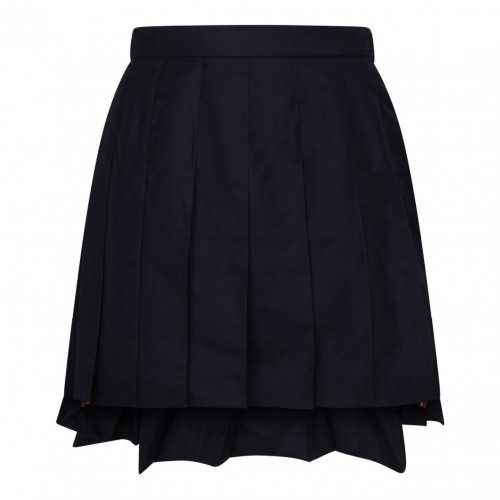 Navy Blue Pleated Mini Skirt