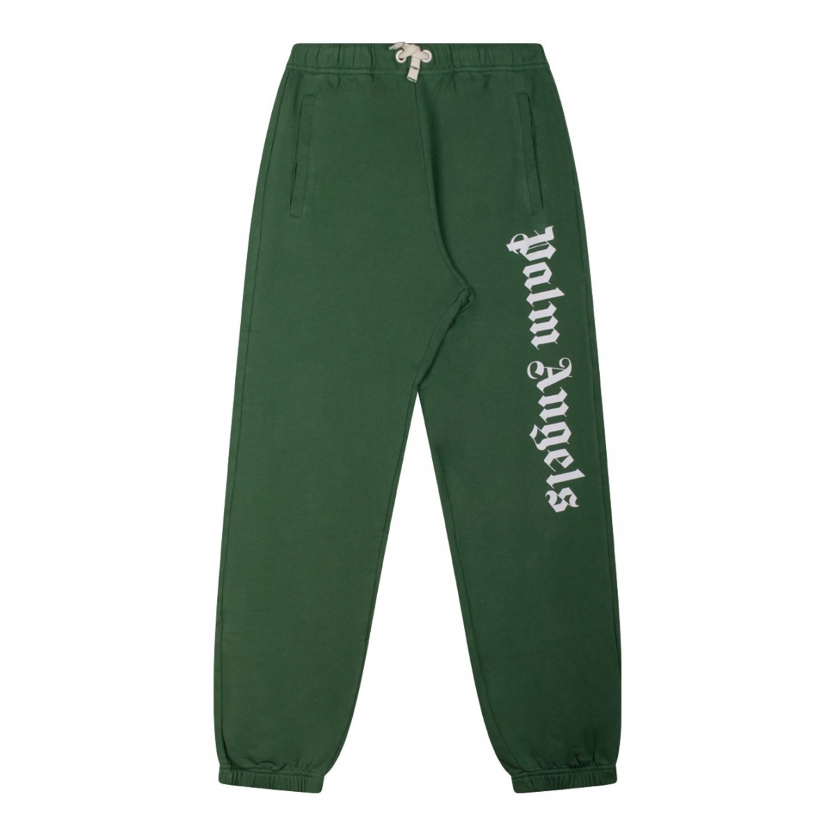 Green and White Logo Print Tracksuit Pants