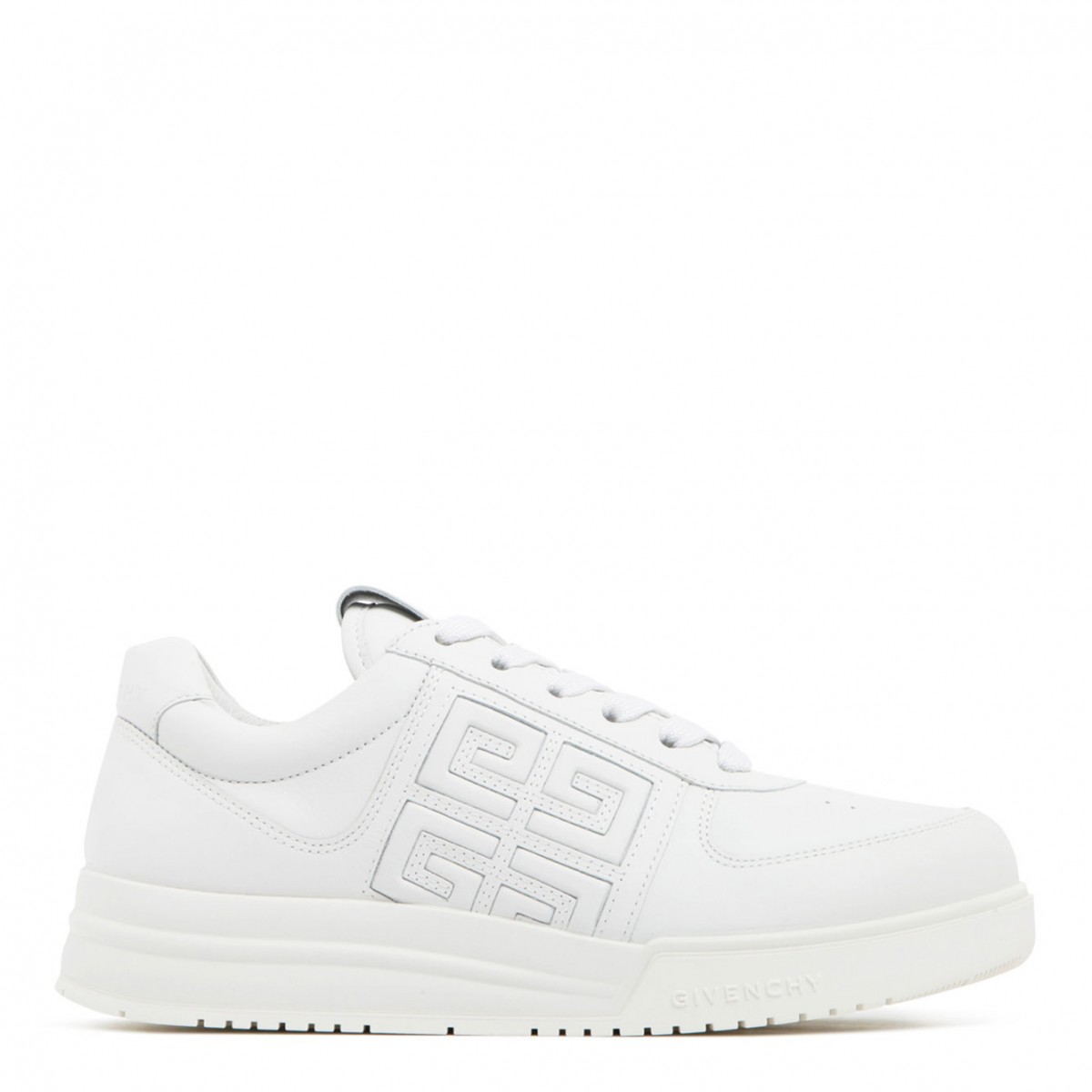 Givenchy White Calf Leather 4G Low Top Sneakers.