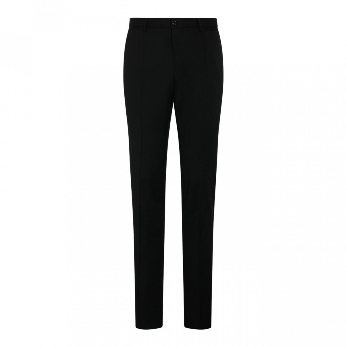 Black Stretch Wool Tailored Trousers