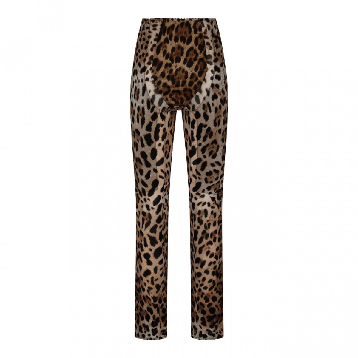Leopard Print Silk Blend Flared Trousers