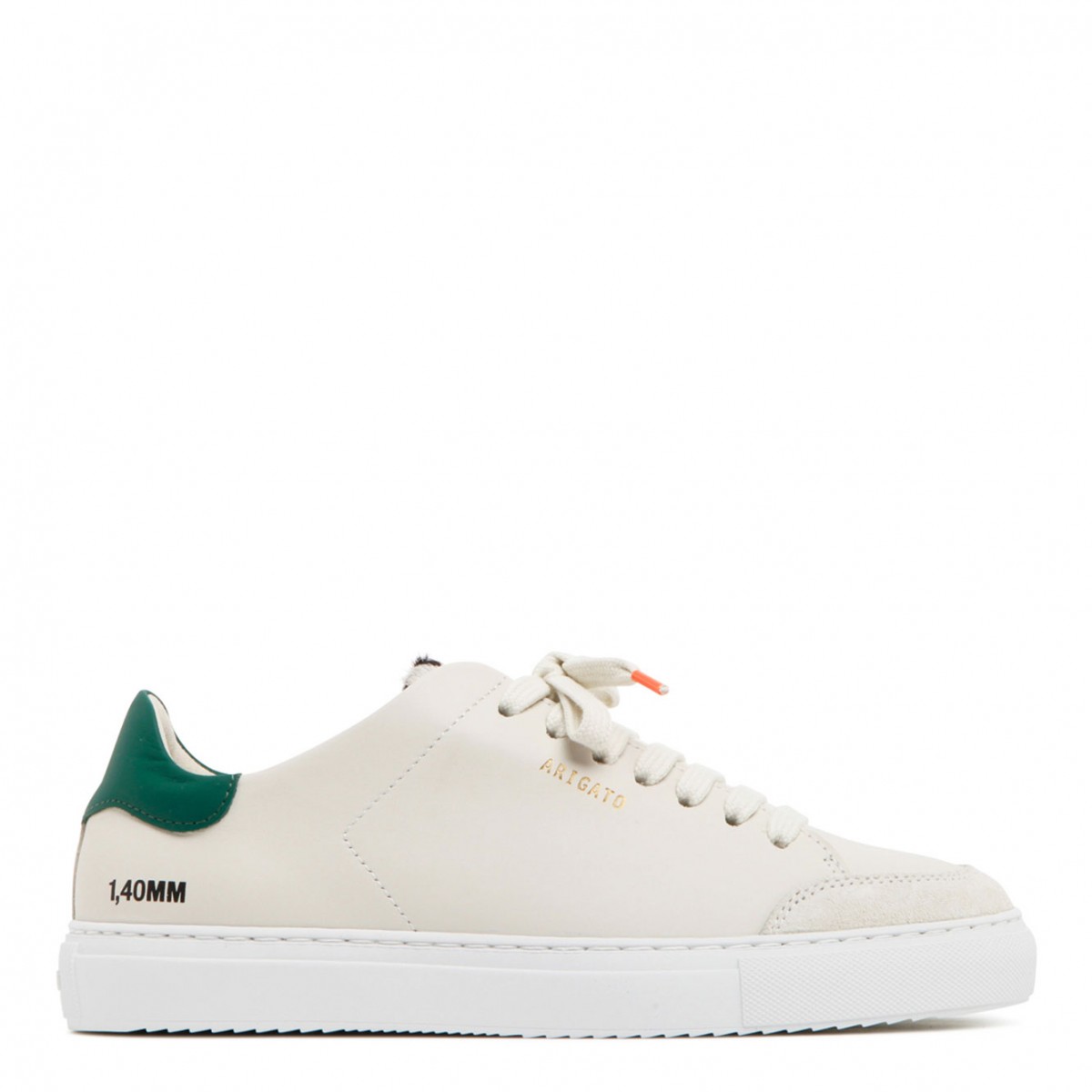 Axel Arigato Cream and Green Leather Clean Sneakers.