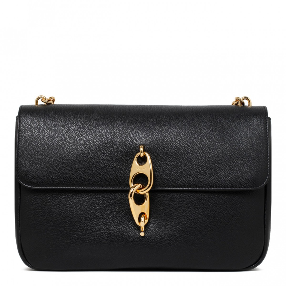 Tom Ford Black Leather Chain Link Handle Tote Bag