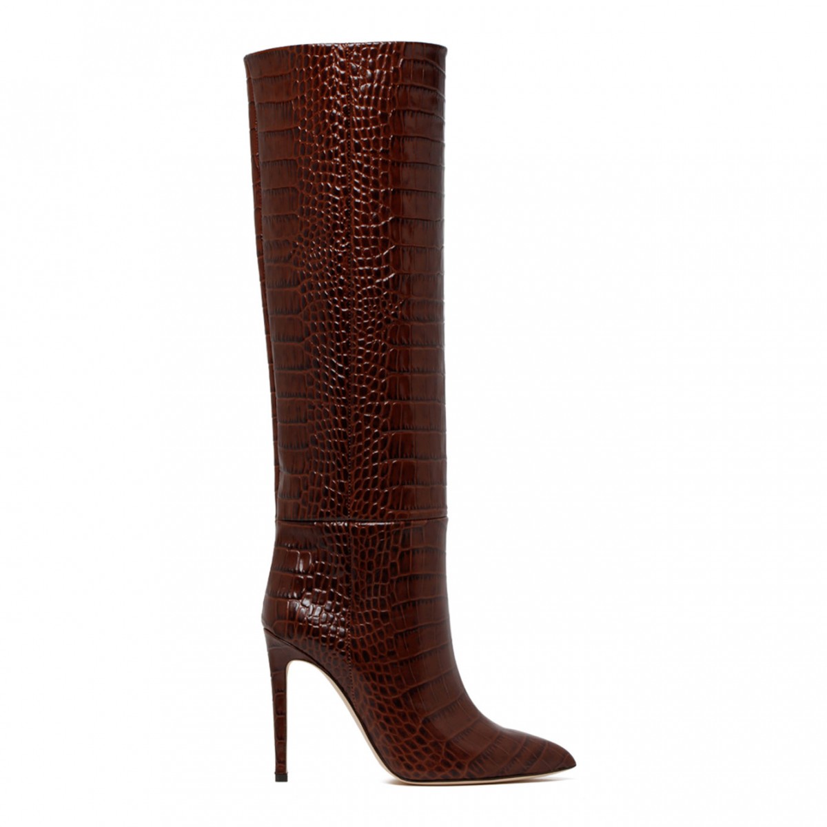Brown Calf Leather Embossed Crocodile Boots