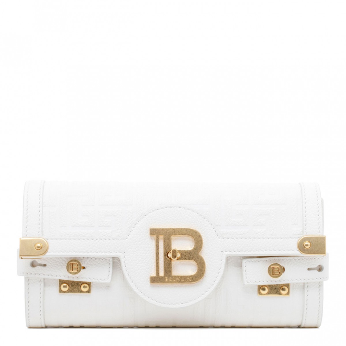 Balmain White Leather B Buzz 23 Clutch Bag