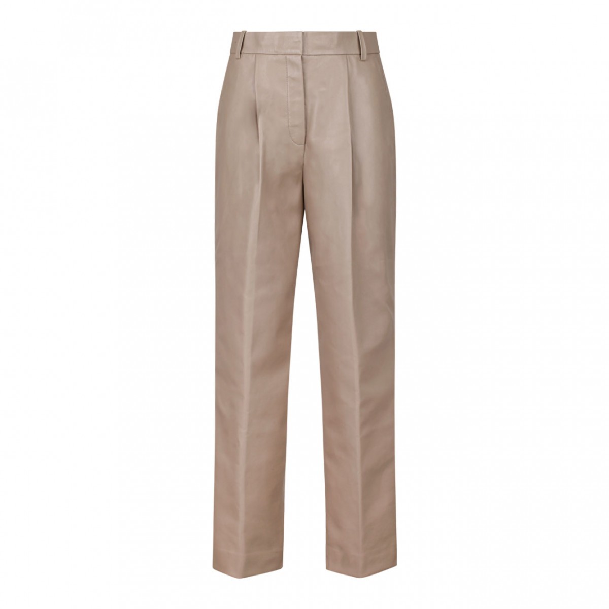 Neutral Taupe Re-Gen Leather Trousers