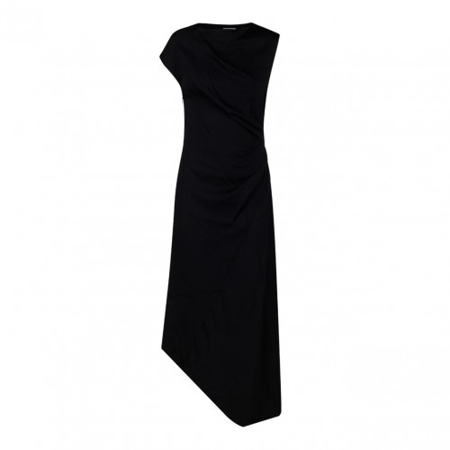 Black Draped Midi Dress
