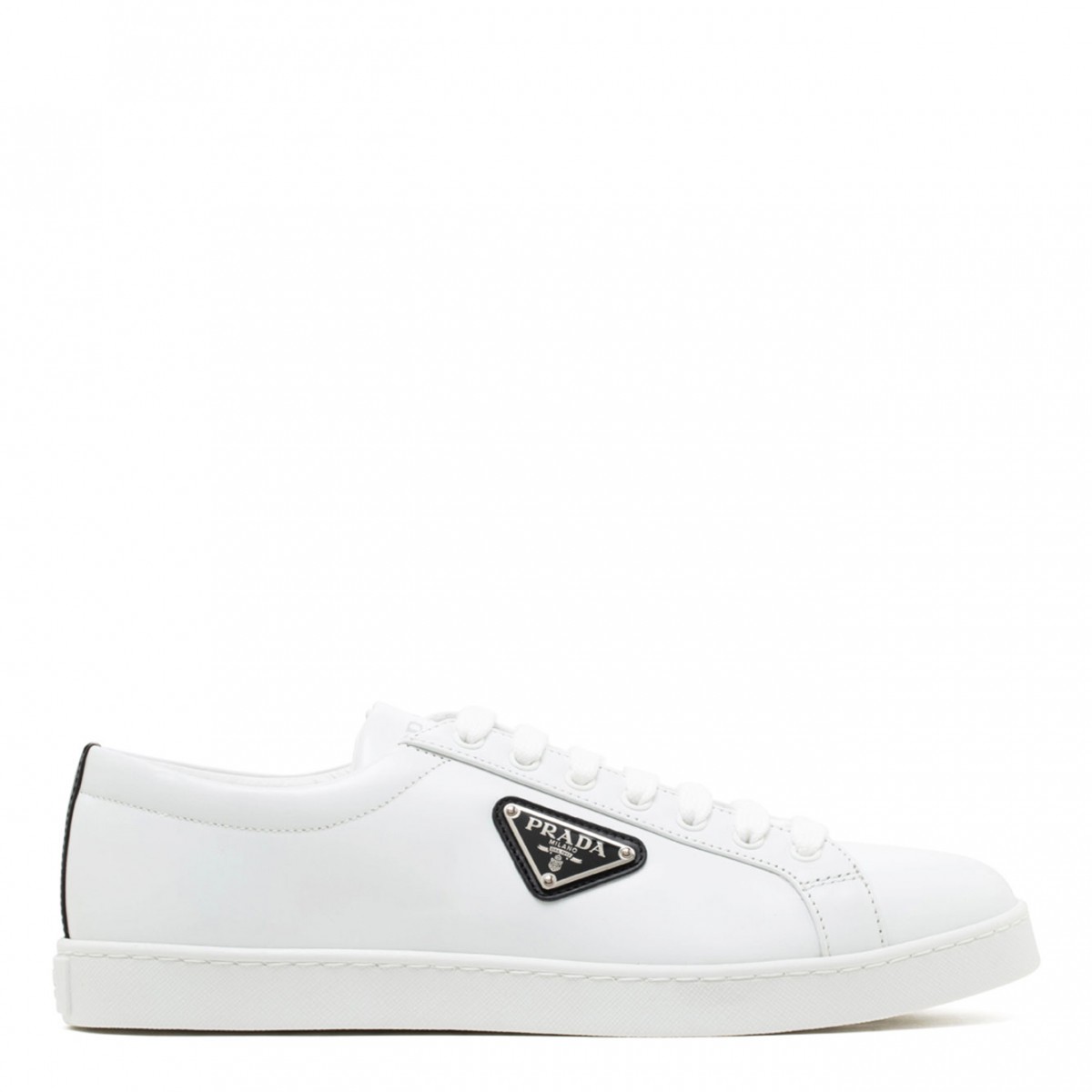 White and Black Leather Sneakers