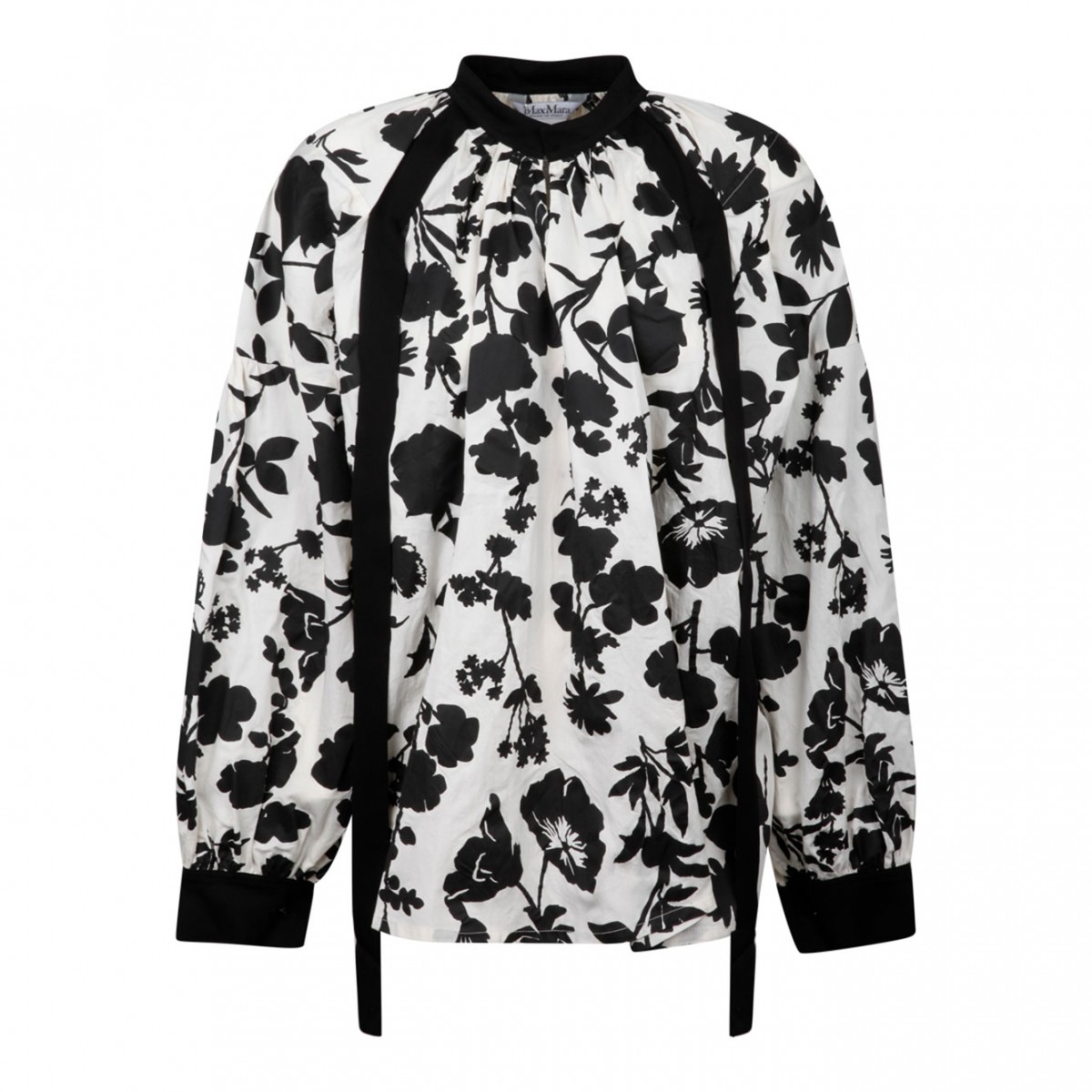 Black and White Floral Satin Shirt