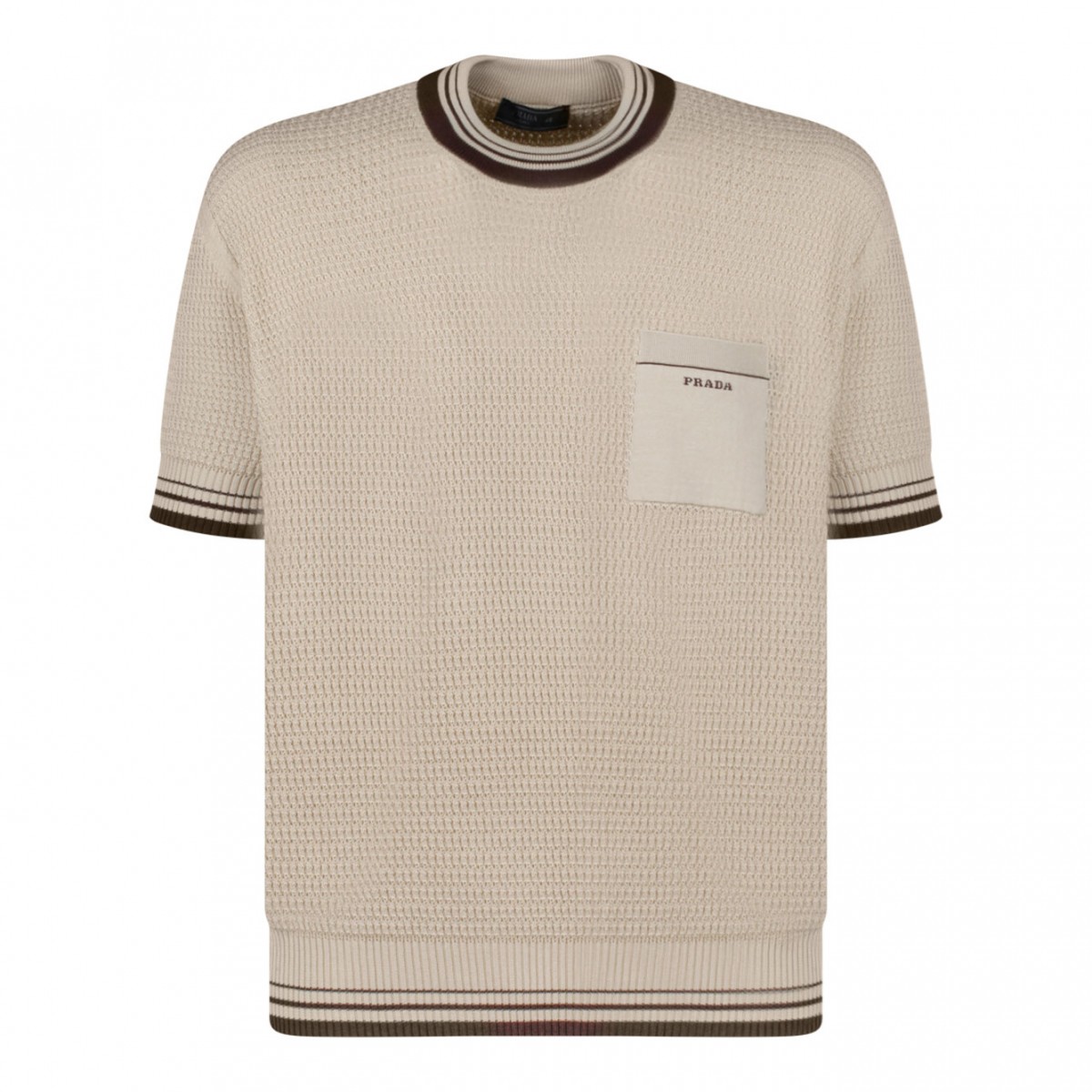 Light Beige and Brown Knitted T-Shirt