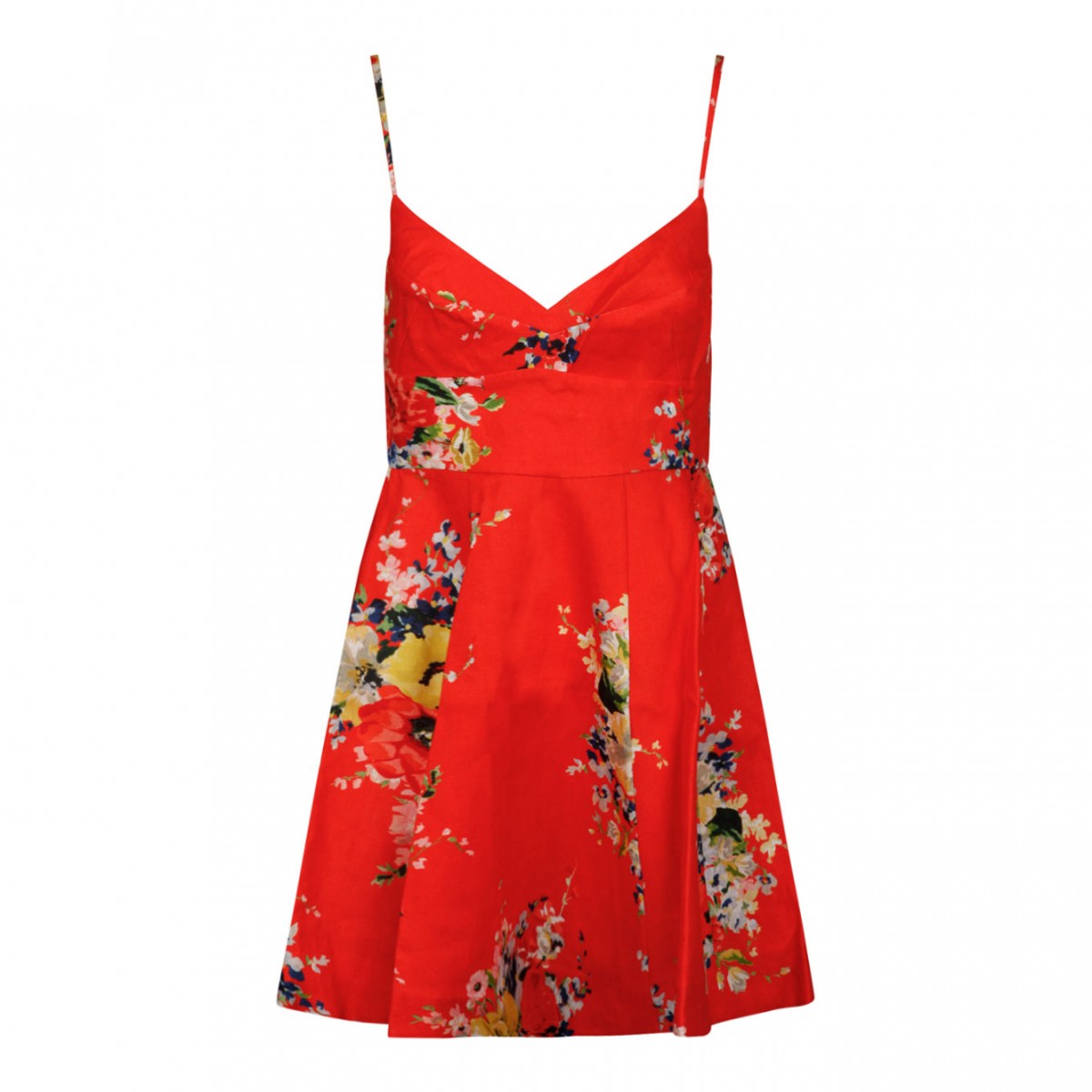 Red and Multicolour Floral Dress