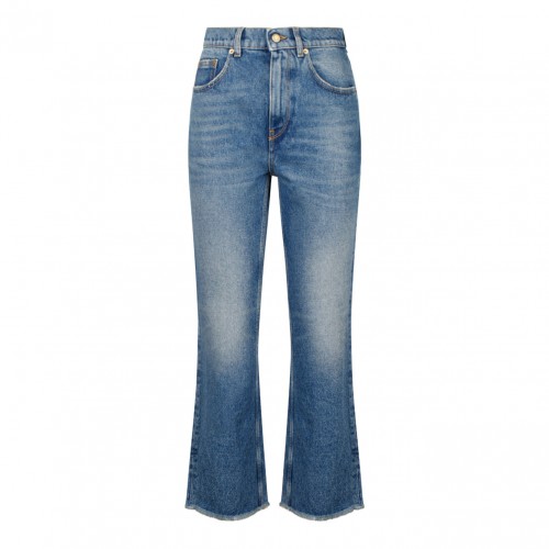 Blue Cropped Flare Jeans