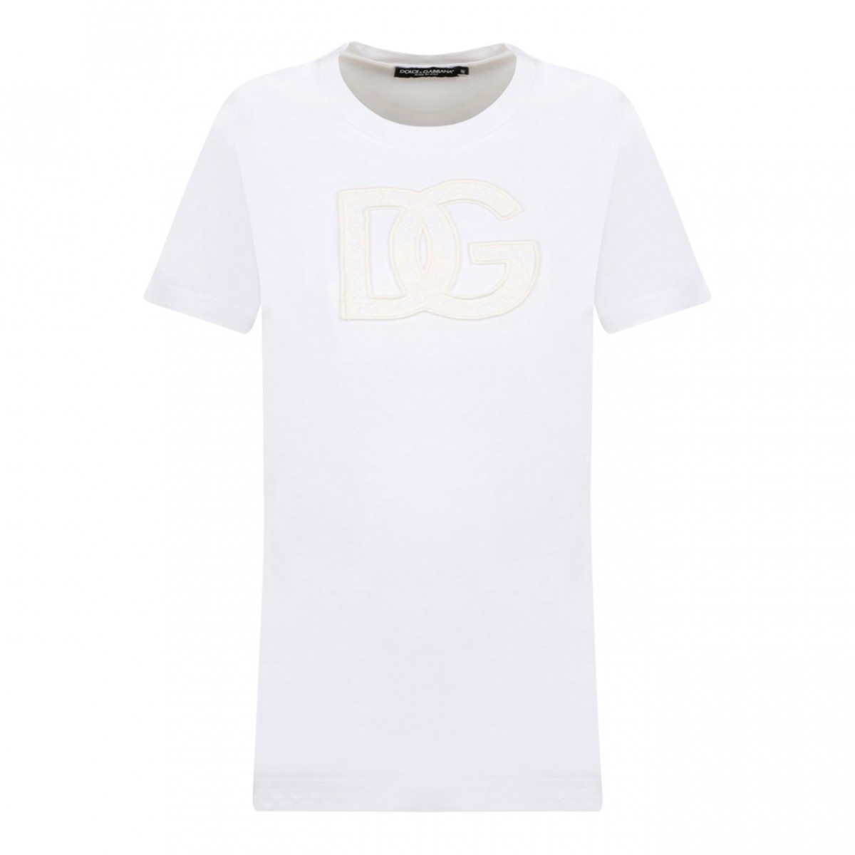 White Jersey T-shirt With DG Logo Patch