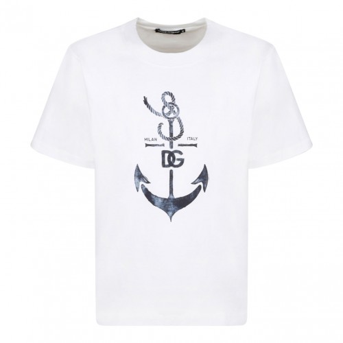 White Cotton T-Shirt With...