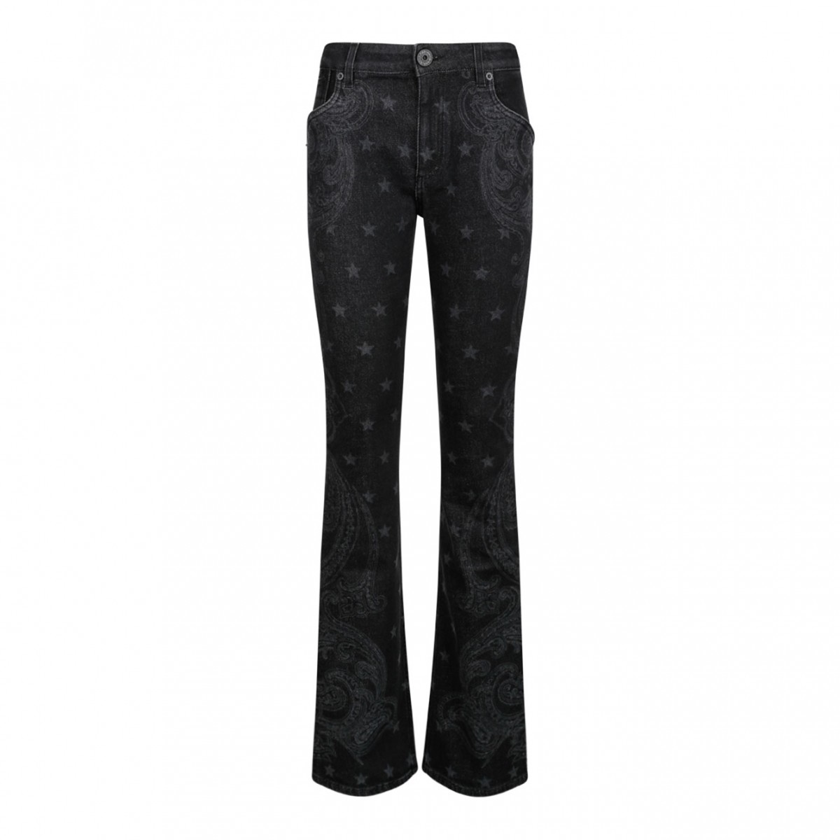 Black Star and Paisley Print Denim Jeans