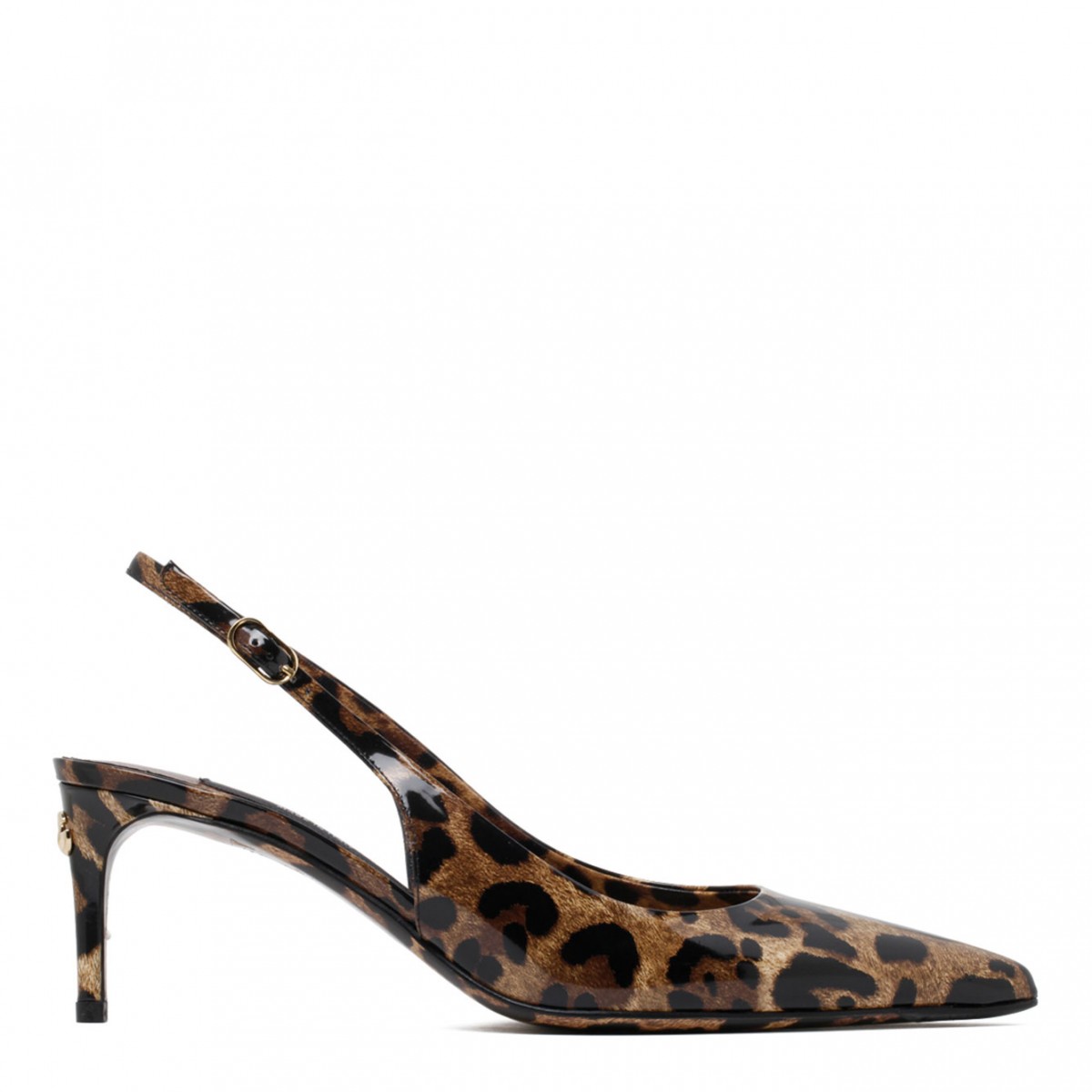 Animalier Brown Calf Leather Slingback Pumps