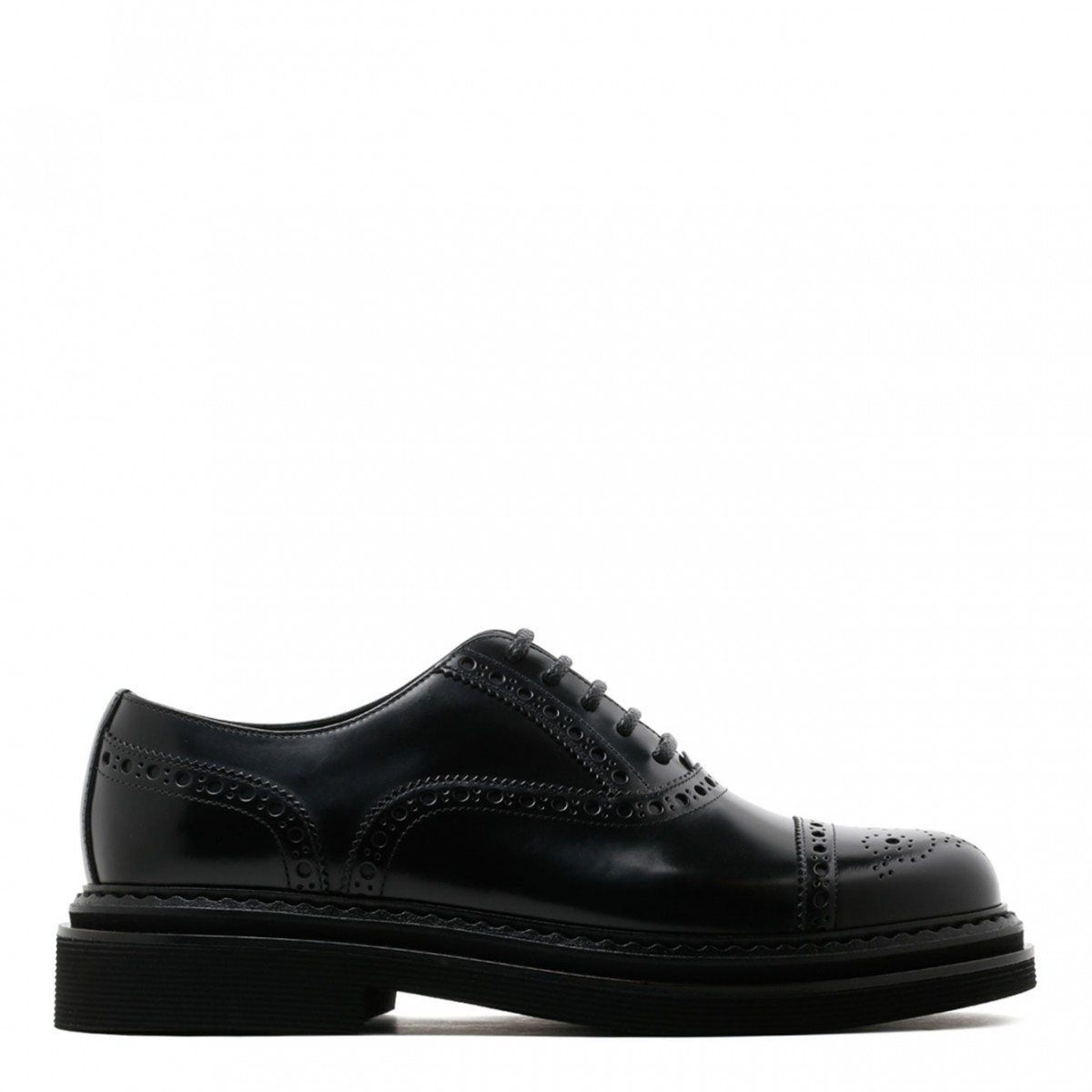 Black Calf Leather Francesina Derby Shoes