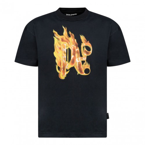 Burning Black Cotton T-Shirt
